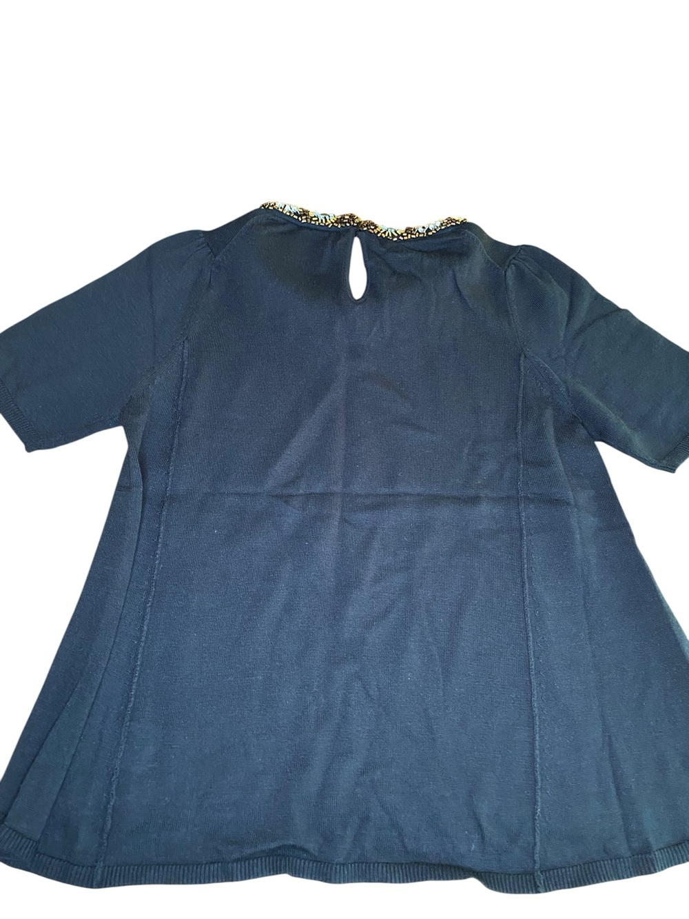 Anthropologie HWR Beaded Collar Babydoll Top Women’s S Preppy Glam Holiday Party - Picture 4 of 7